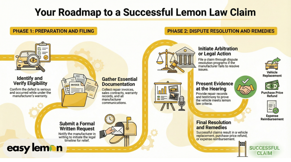 Step-by-step process for filing a Washington State used car lemon law claim